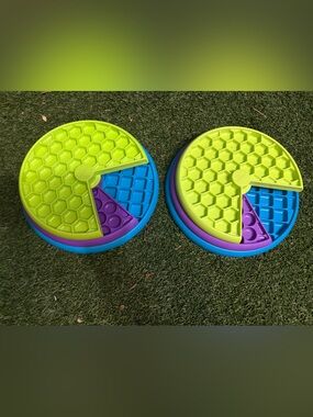 Outward Hound Lime Green, Blue & Purple Sensory Puzzle Feeders x2